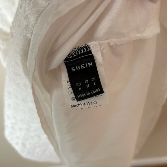 SHEIN Tied Backless Schiffy Cami Elegant White Eyelet Mini Dress Women’s Medium - Picture 6 of 8